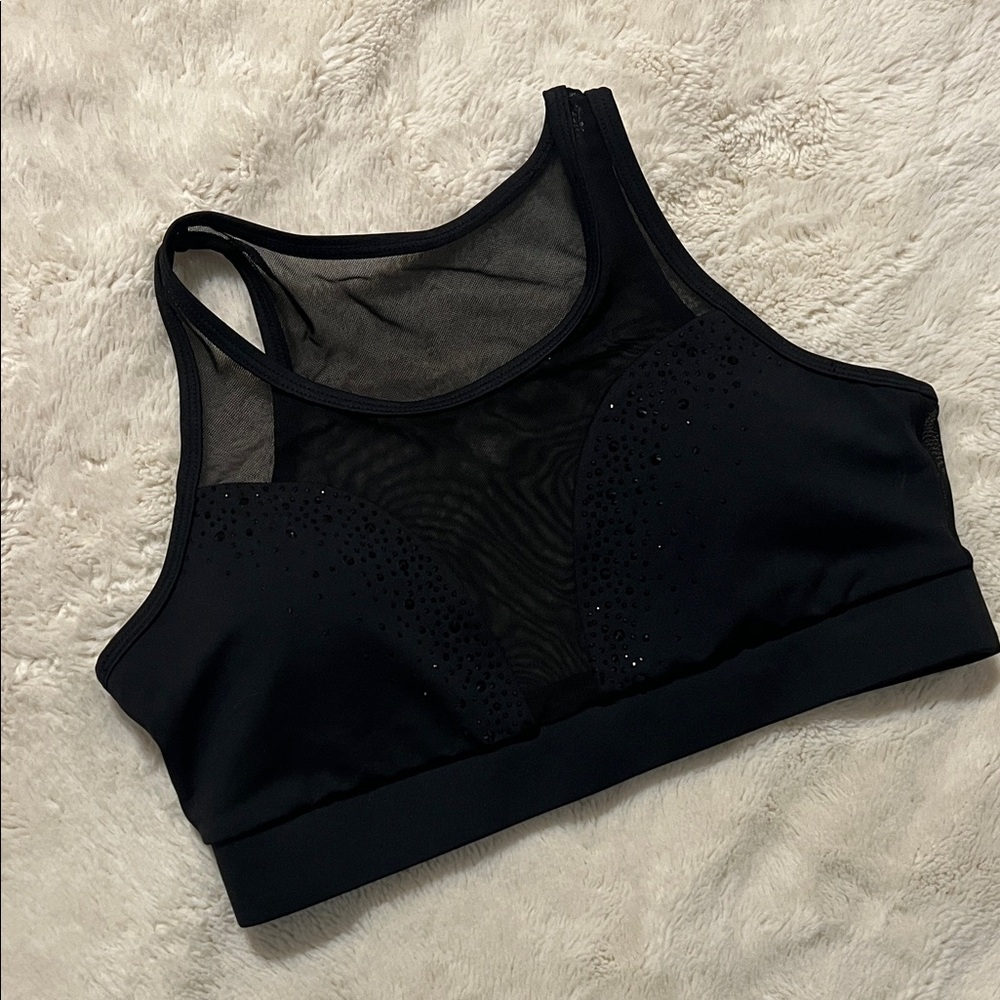 Elegant Black Mesh Sports Bra